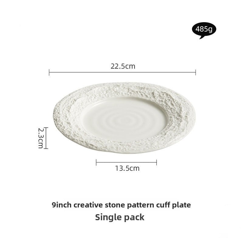 Embossed stone dinner plate