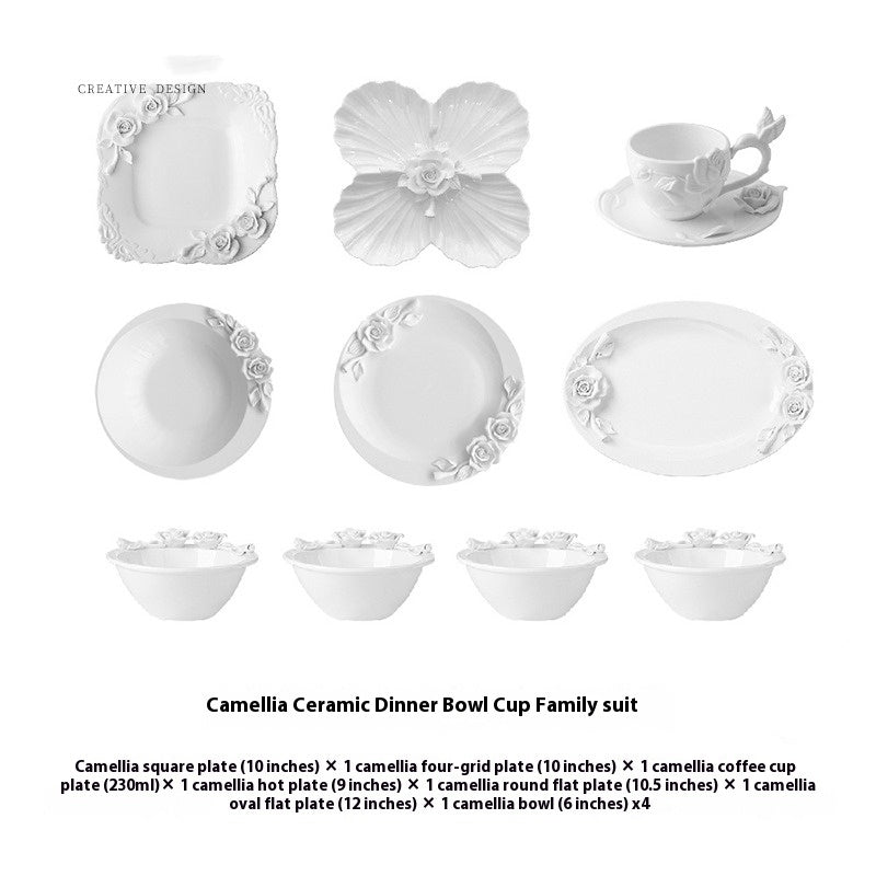 European relief bowls and plates |Camellia