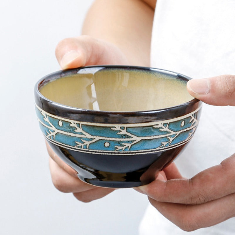 Kiln-changed glaze bowl and plate set