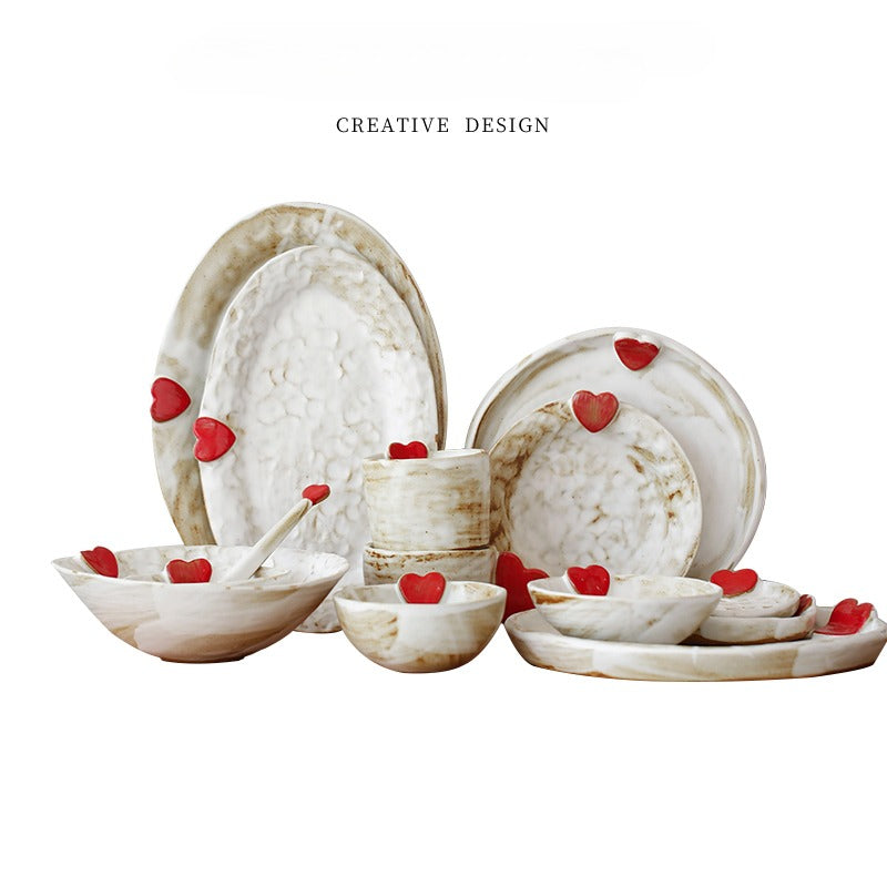 Handmade ceramic bowl and plate set