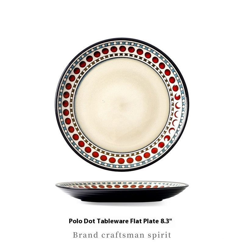 European style ceramic dish plate | Polka dot