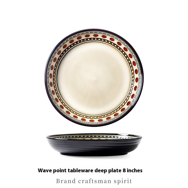 European style ceramic dish plate | Polka dot