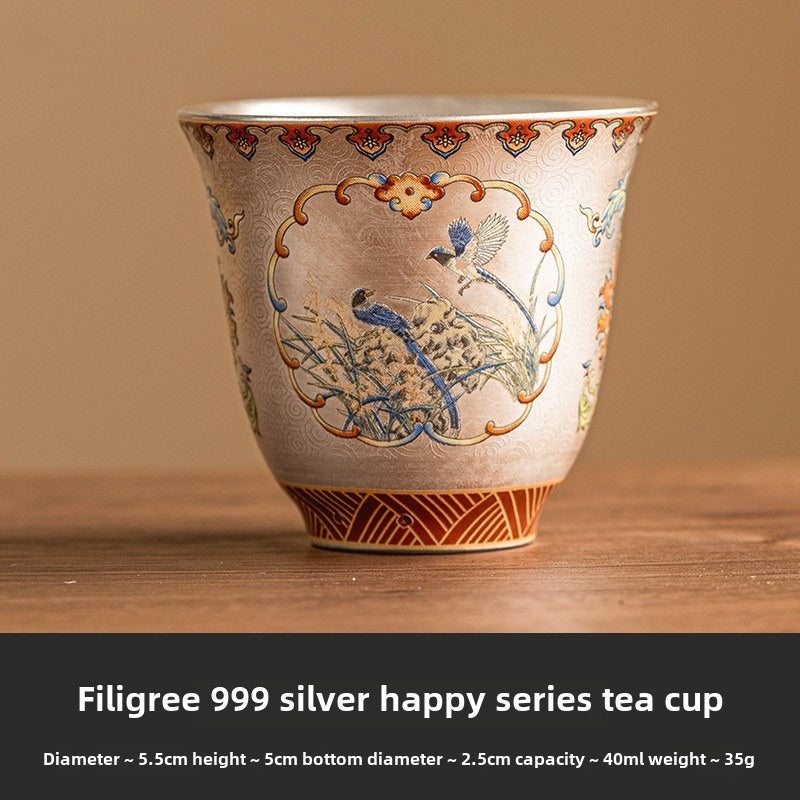 Filigree silver tea cup