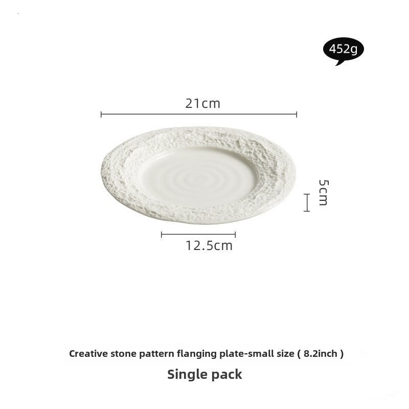 Embossed stone dinner plate