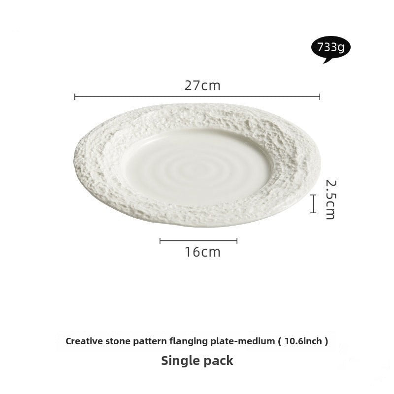 Embossed stone dinner plate