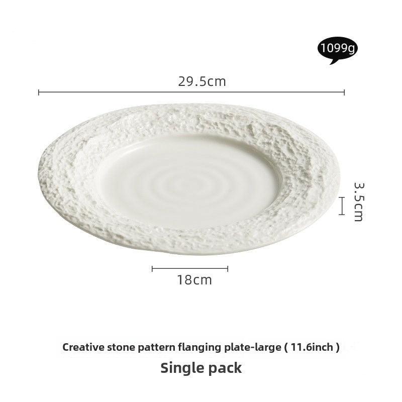 Embossed stone dinner plate